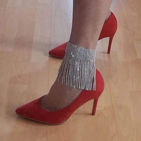 New Luxe Crystal Fringe Tassel Anklet - Picture 2 of 16